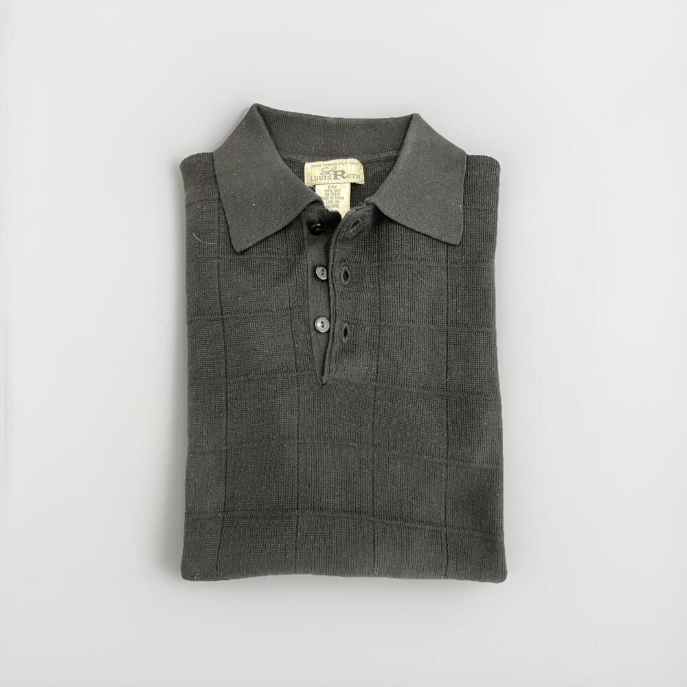 VINTAGE LOUIS ROTH 100% SILK BLACK MENS POLO SHIRT SIZE MEDIUM GOOD COND!